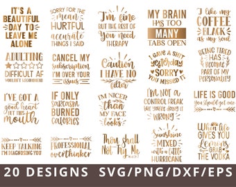 Sarcastic Svg Bundle, Funny Quotes Svg Png, Sarcastic Svg Files Silhouette, Cricut, Cameo, Digital, Sarcasm Svg, Shirt Bundle