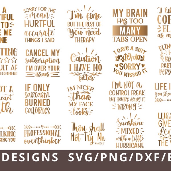 Sarcastic Svg Bundle, Funny Quotes Svg Png, Sarcastic Svg Files Silhouette, Cricut, Cameo, Digital, Sarcasm Svg, Shirt Bundle