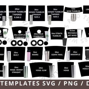 Tumbler Templates SVG Bundle, Tumbler Template SVG, Tumbler Wrap, Tumbler Sublimation, Tumbler Template Cut File Svg Png Dxf, Skinny Tumbler