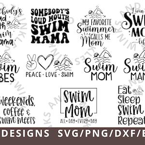 Swim Mom SVG, Swimming Svg, Swim Mom Shirt Svg Png Dxf, Cricut, La boca ruidosa de alguien Swim Mama Svg, Mom Life Svg Png para Cricut Sublimation