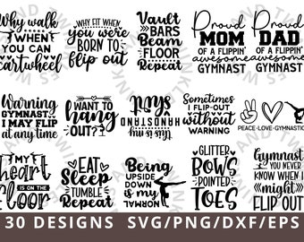 Gymnast SVG Cutting Files, Gymnastics Svg for Cricut Silhouette Cameo, Cheerleading, Dxf Cut Files, Sport Athlete Girl Svg Dxf Png