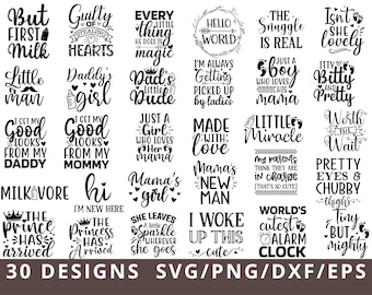 Baby SVG Bundle, Baby Shower Svg, Baby Quotes Svg, Newborn SVG Bundle, Baby Girl, Baby Boy, Cute Baby Saying Svg, Funny Baby Svg Cut File
