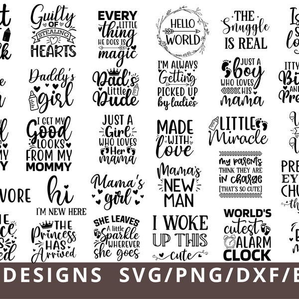 Baby SVG Bundle, Baby Shower Svg, Baby Quotes Svg, Newborn SVG Bundle, Baby Girl, Baby Boy, Cute Baby Saying Svg, Funny Baby Svg Cut File