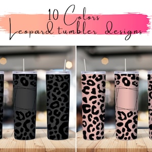 20 Oz Skinny Blank Frame Leopard Tumbler Design, Straight and Tapered ...