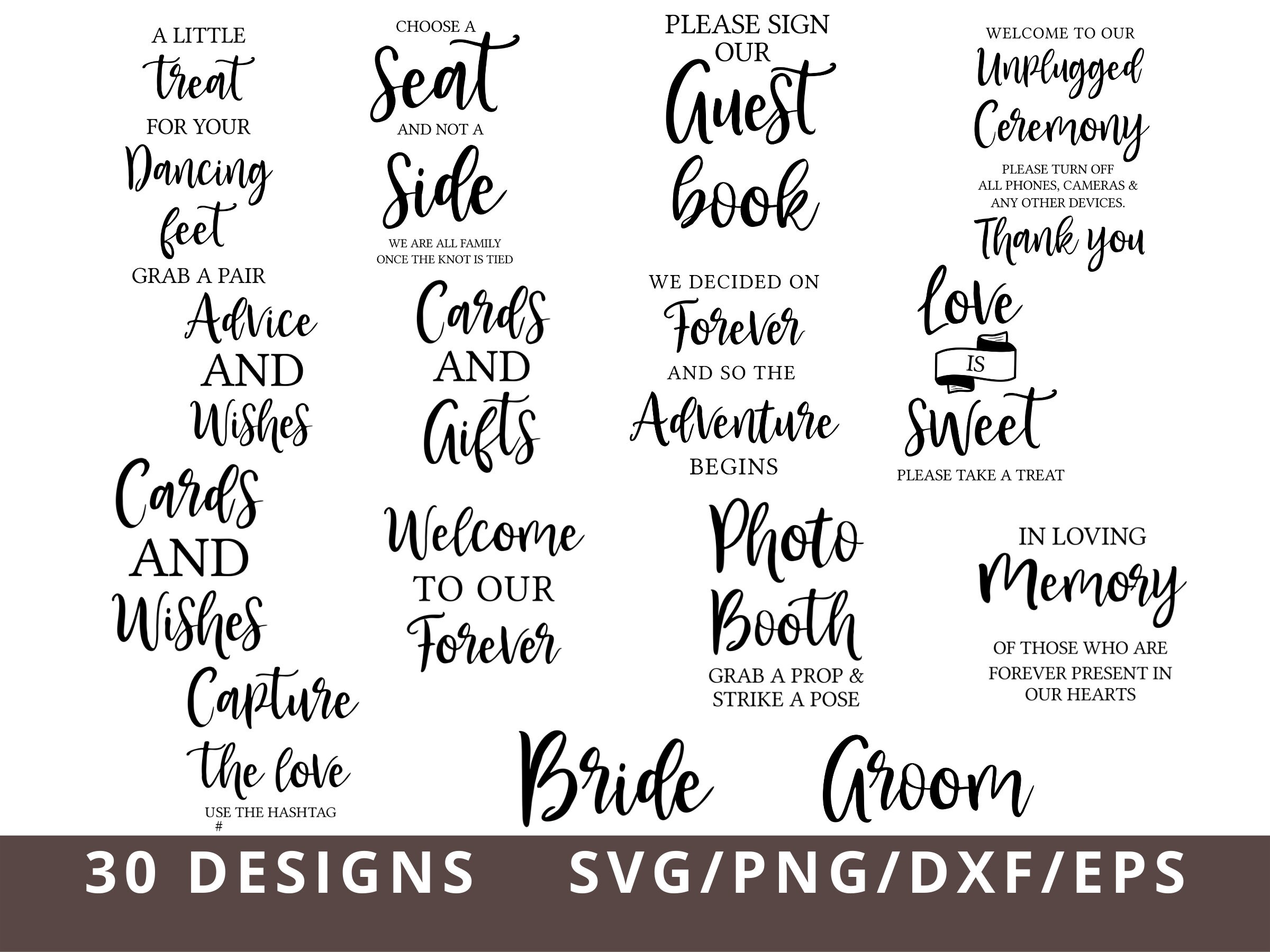 Wedding Sign Svg, Wedding Signs Bundle, Wedding Svg, Cards and Gifts ...