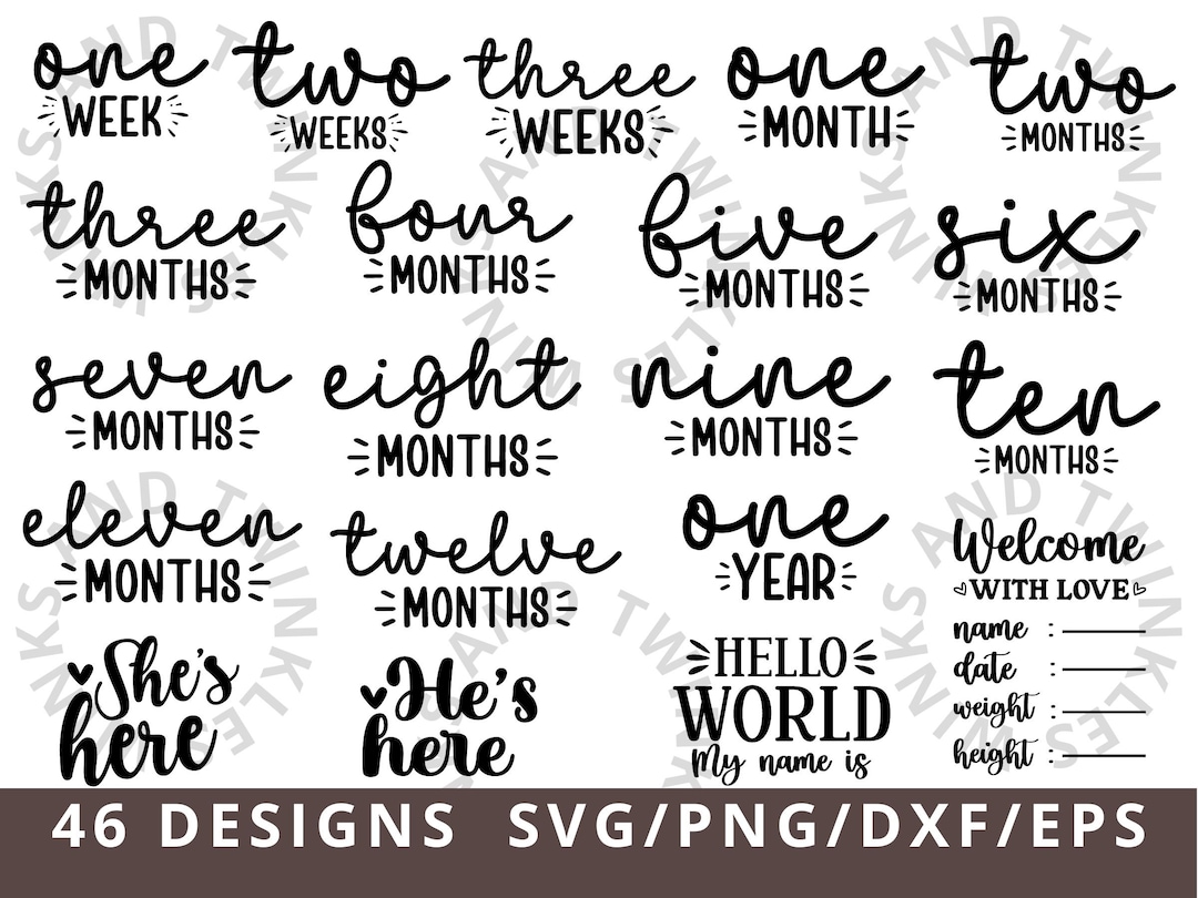 Baby Milestone Svg Bundle - Hello World Svg - Monthly Milestone Baby ...