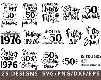 50th Birthday SVG Bundle, Vintage 1976 Birthday Svg Png, Fifty Birthday Svg for Shirts, Hello 50 Fiftieth Birthday Svg Cricut Cut Files