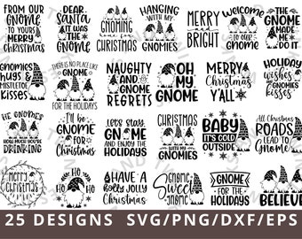 Christmas Gnome SVG Bundle, Gnome Christmas SVG, Gnomes Png Svg Dxf Eps, Holiday Gnome, Funny Christmas Shirt Quotes, Svg Files for Cricut