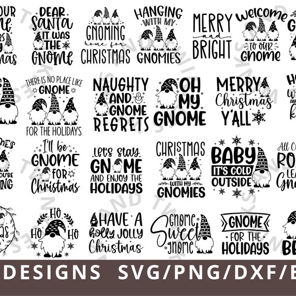 Christmas Gnome SVG Bundle, Gnome Christmas SVG, Gnomes Png Svg Dxf Eps, Holiday Gnome, Funny Christmas Shirt Quotes, Svg Files for Cricut