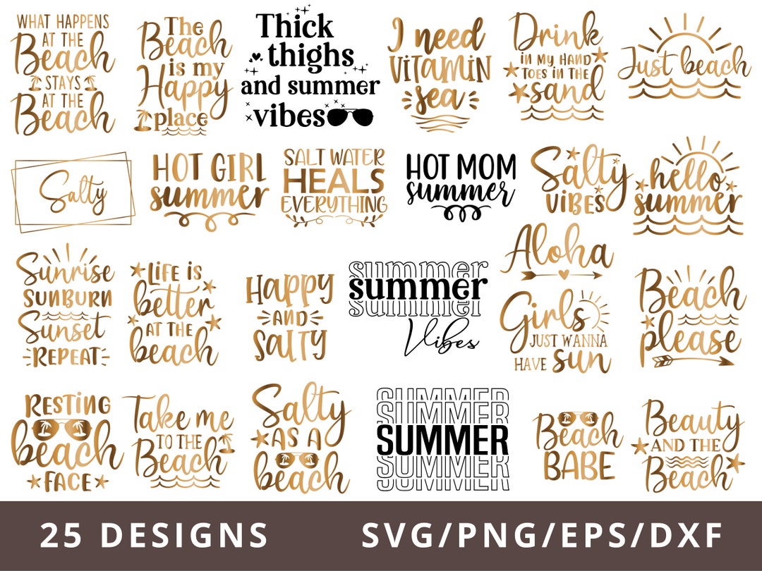 Beach Quotes SVG Bundle, Summer Designs (digital Files) - Etsy