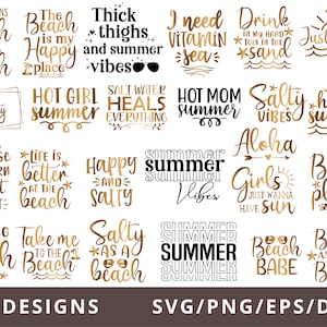Beach Svg Bundle, Summer SVG, Beach Bundle Svg, Funny Beach Quotes Svg, Salty Svg Png Dxf Sassy Beach Quotes Summer Quotes Svg Bundle