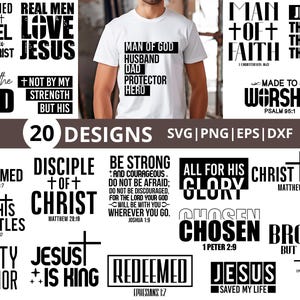 Christian Men SVG Bundle, Men Faith Based Scripture Designs, Bible Verse Cut Files (svg, png, dxf, eps)