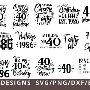 Pakiet SVG z okazji 40. urodzin, projekty vintage z 1985 r. (pliki cyfrowe)