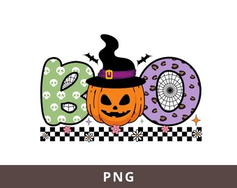 Boo PNG, PNG effrayant, Halloween Png, Automne Png, Preppy Png, Spooky Kids Halloween Png, Design tendance par sublimation PNG