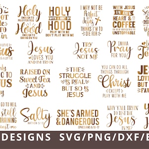 Funny Christian Svg Bundle, Sarcastic Svg Bundle, Bible Svg, Holy with a Hint of Hood Svg, Coffee and Jesus Svg