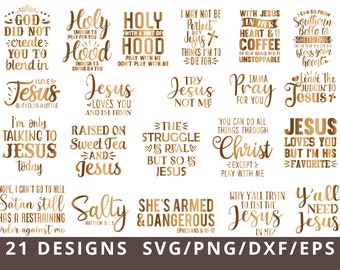 Funny Christian Svg Bundle, Sarcastic Svg Bundle, Bible Svg, Holy with a Hint of Hood Svg, Coffee and Jesus Svg