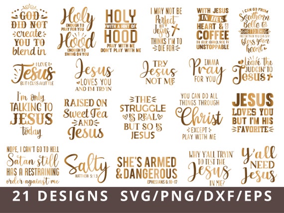 Funny Christian Svg Bundle, Sarcastic Svg Bundle, Bible Svg, Holy with a Hint of Hood Svg, Coffee and Jesus Svg