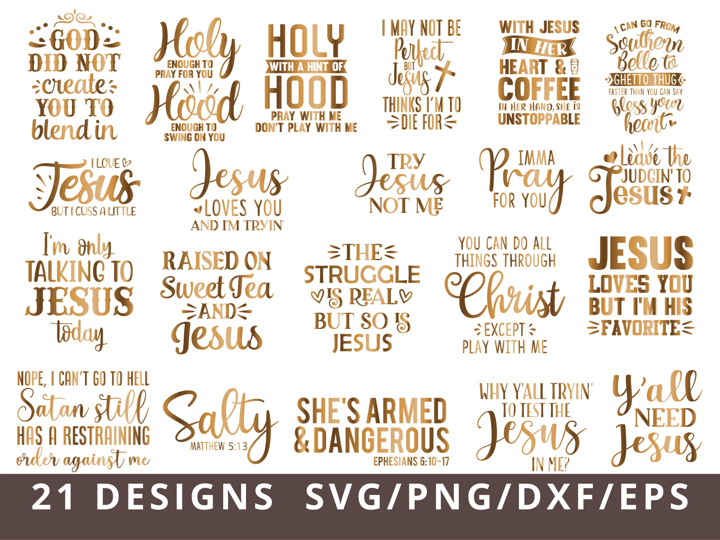Funny Christian Svg Bundle, Sarcastic Svg Bundle, Bible Svg, Holy with a Hint of Hood Svg, Coffee and Jesus Svg