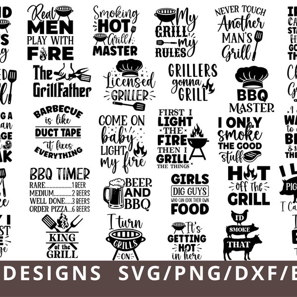 Barbecue SVG, Barbecue Master SVG Bundle, Grill Svg Cut Files Dxf Png Eps, Funny Barbecue Quotes, BBQ Svg, Dad Svg