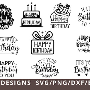 Joyeux anniversaire Svg Bundle, Anniversaire Svg Png Dxf, C’est votre anniversaire Svg, Fête d’anniversaire Svg, Gâteau d’anniversaire Svg, Clipart d’anniversaire