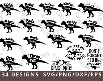 Dinosaur SVG Bundle, Birthday Dinosaur Svg Png Dxf, Jurassic Park, Kids Dinosaur Svg, T-rex Svg, Dinosaur Bundle Svg for Cricut Silhouette