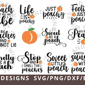 Peach SVG Bundle, Peach SVG PNG, Peach Quote Svg, Just Peachy svg, Pretty as a Peach svg, Sweet as a Peach Svg Cut File Cricut Silhouette