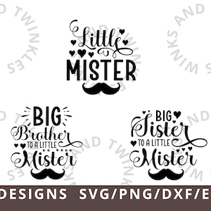 Big Sister Little Mister SVG Big Sister Kleiner Bruder svg Big Brother neue Baby svs Baby Bro Big Sis Kleiner Bros svs