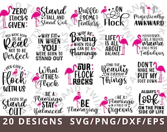 Flamingo SVG PNG Bundle Flamingo Quotes Shirt Funny Flamingo Png Eps Dxf Svg Cut File for Cricut, Silhouette