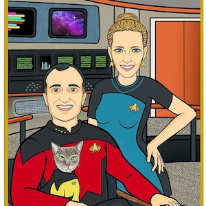Sci Fi Custom Portrait Star Trek Hand Drawn Fan Art Outerspace Cosplay Illustration Your Photo to Art Geek Science Birthday Gifts Him Her