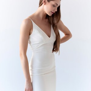 Alma silk wedding gown, Modern minimalist wedding dress, 100% mulberry silk, V shaped back satin dress, Sleek silhouette bridal gown