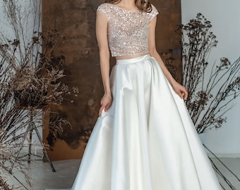 Mila Wedding Mikado Skirt Modern Wedding Dress Two Piece Wedding Dress Mix match Etsy UK
