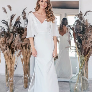 Florence Gown Modern Minimalist Wedding Dress Angel Sleeves - Etsy