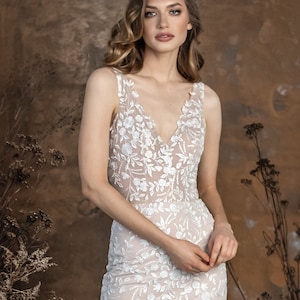 Floral lace bodysiut, Modern wedding dress, Two piece wedding dress, Mix&Match