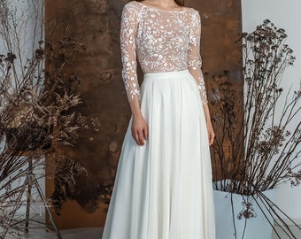 Viviana wedding chiffon skirt, Modern wedding dress, Two piece wedding dress, Mix&Match