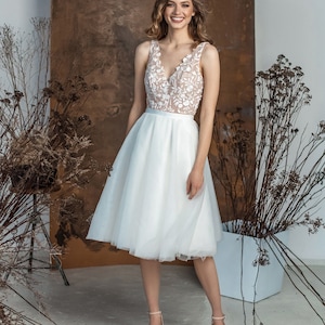Telma wedding tulle midi skirt, Modern wedding dress, Two piece wedding dress, Mix&Match