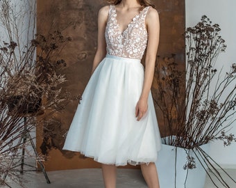 Telma wedding tulle midi skirt, Modern wedding dress, Two piece wedding dress, Mix&Match