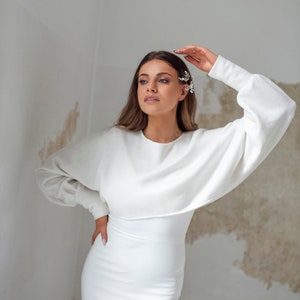 Bridal sweater, Bridal cover up, wedding pullover, ivory sweater for bride, knitted cardigan, knit wrap for autumn wedding, ballerina wrap