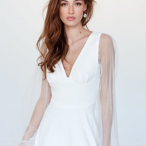 Tulle custom made detachable sleeves for wedding dress