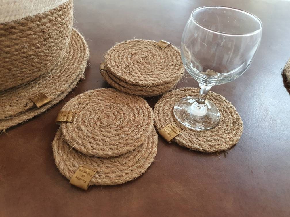 Sous-Verre Rustique en Corde de Jute Épaisse Style Campagnard Boheme