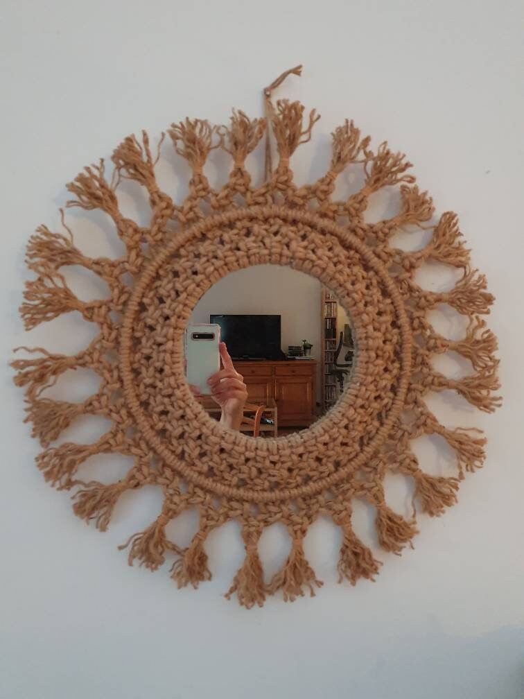 Grand Miroir en Ficelle de Jute Handmade Taille Xl