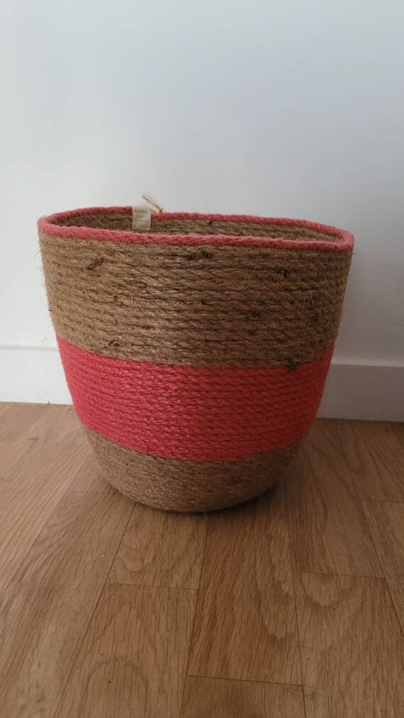 Panière Panier Cache-Pot en Corde de Jute Nature et Colorée | Rose