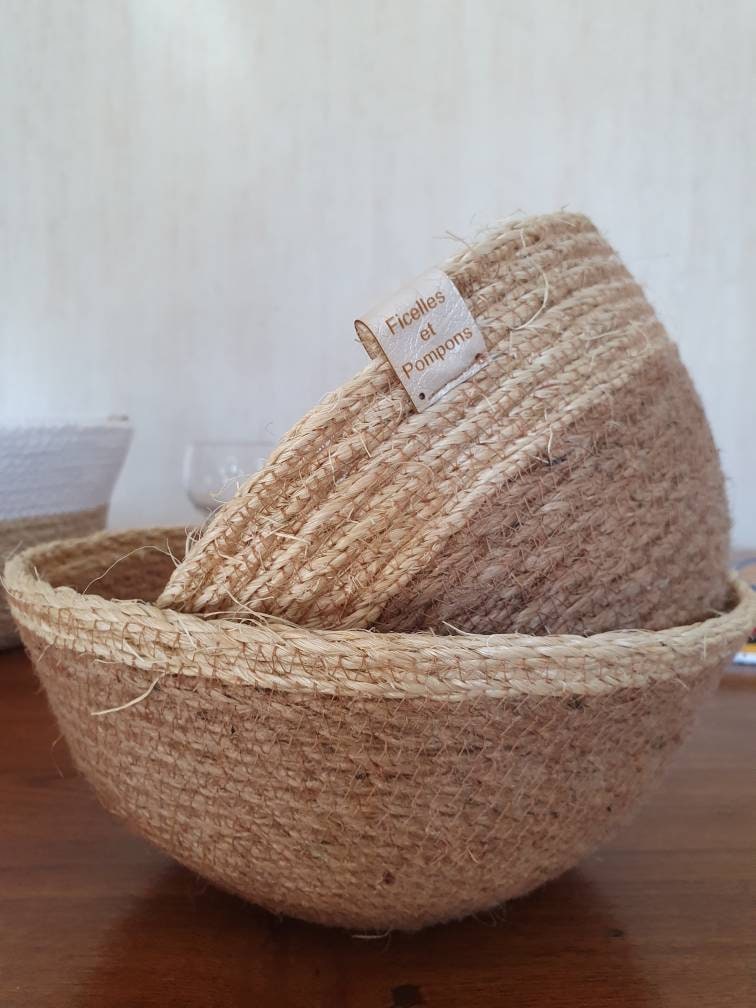 Lot de Deux Petites Panieres Natures en Sisal et Corde Jute