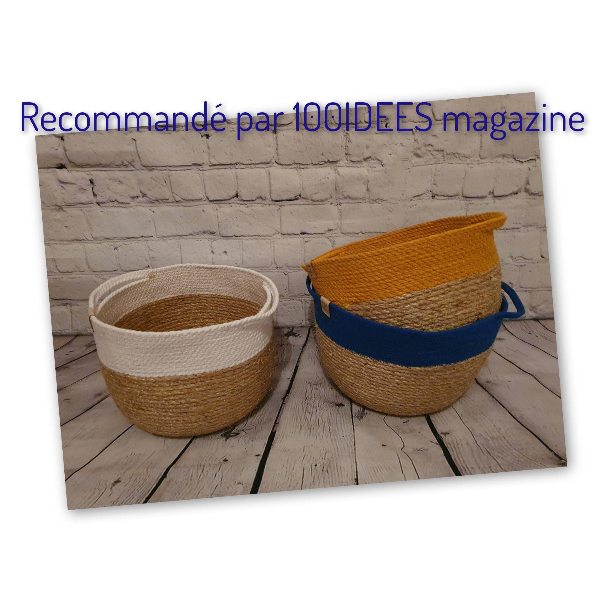 Panière en Corde de Sisal et Coton 100% Fait Main Gironde. Modele Recommandé Par Le Magazine 100 Idé