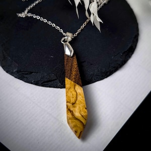 Handcrafted Necklace Charm Pendant - Exotic Masur Birch & American Walnut