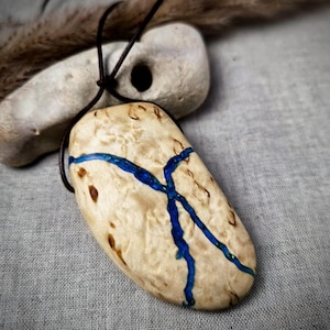 Opal Embellished Wooden Necklace using Kintsugi Method