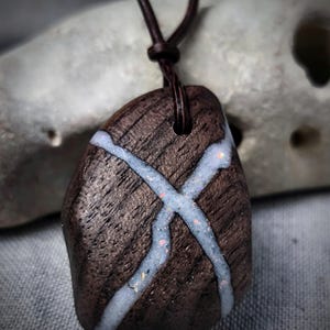 Handcrafted Wooden Pendant with Opal in Kintsugi Design