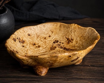 Cuenco artesanal de madera exótica con nudos - Decoración artesanal en madera
