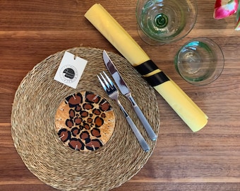Set de table élégant en céramique et fibres naturelles, fabriqué à la main au Swaziland, alternative au chemin de table/set de table/set de table