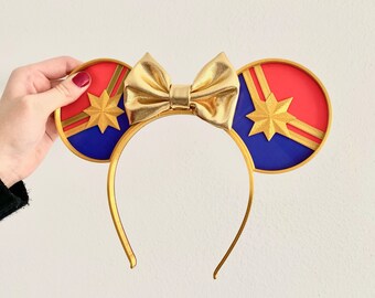 Marvel Ears, Marvel Mickey Ears, Captain Marvel Ears, Captain Marvel Mickey Ears, Mickey Ear Headband, Minnie Ears, 3D Printed Ears
