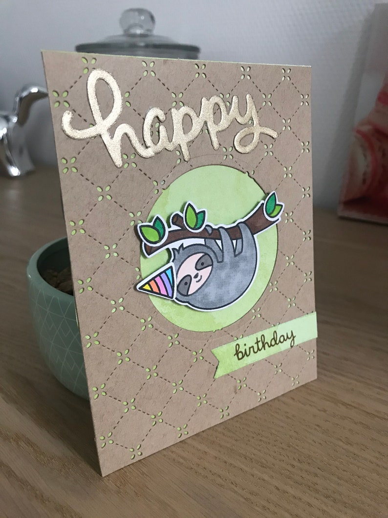 Cartão de aniversário com preguiça imagem 1